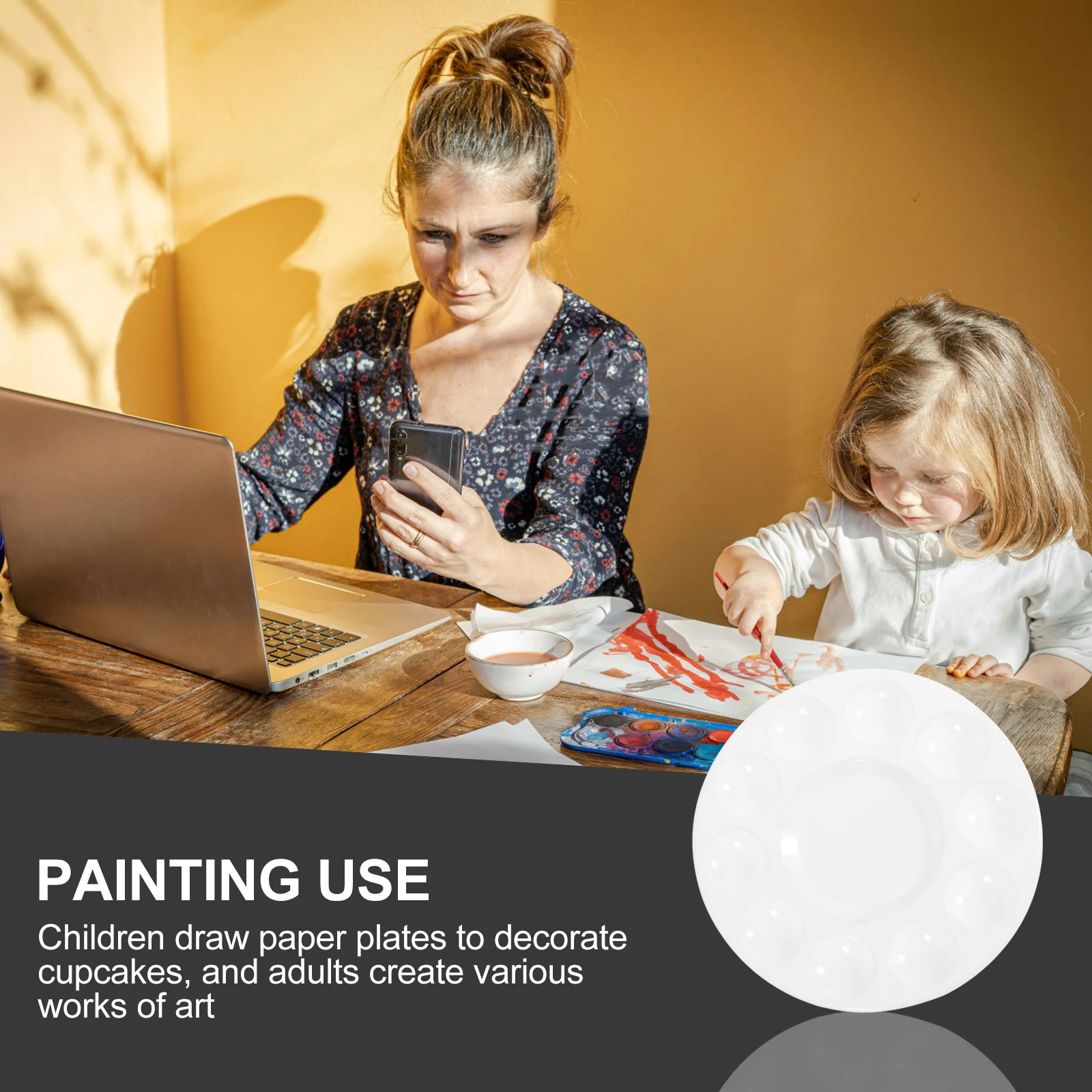 

12pcs Thickened Painting Palette Set 10 Grids Center Reservoir Durable Plastic Art Palettes For Watercolor Gouache Trays School