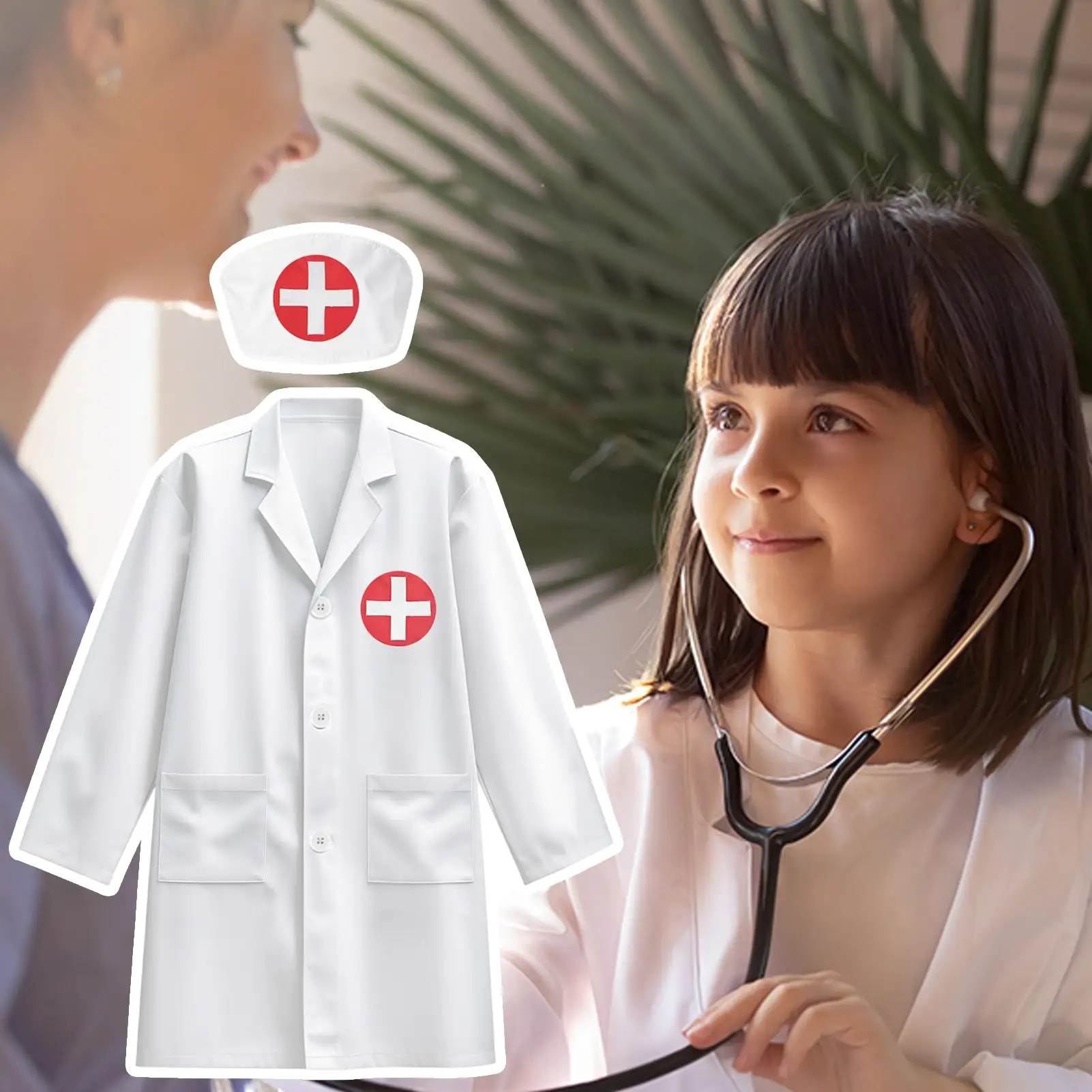 Children Cosplay Costumes Kids Doctor Clothing with Accessory Halloween Play the Role Props Uniform for Boys Girls Gifts