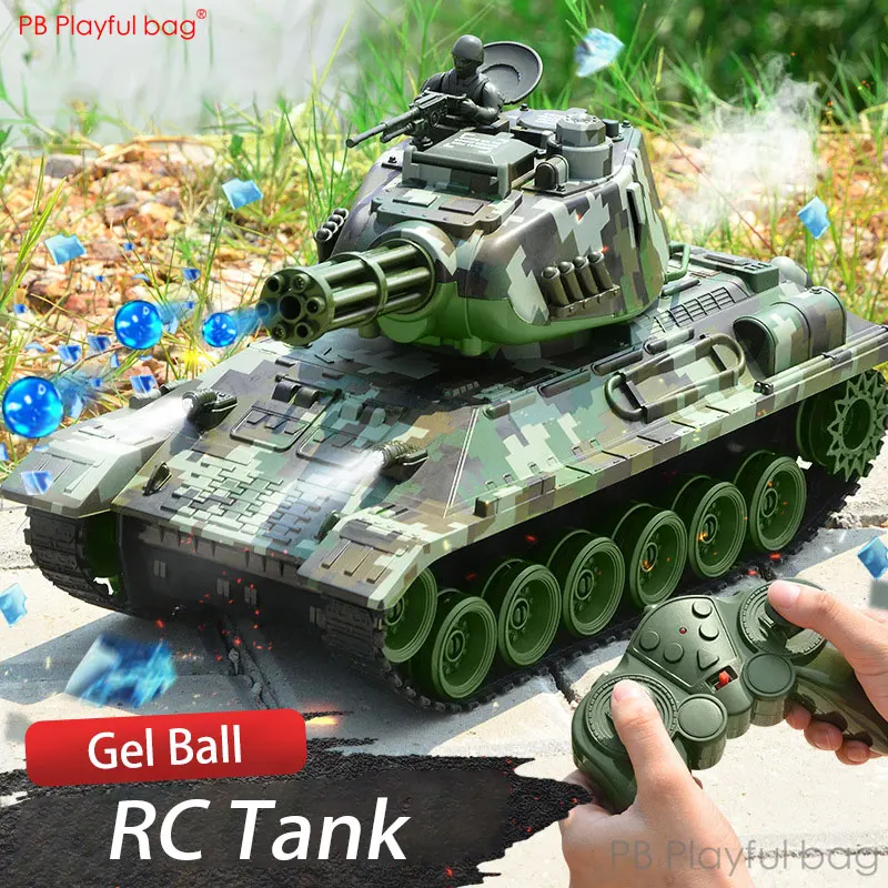 RC Xe Tăng Chiến Đấu Gel Bắn Bi Xoay Tháp Pháo Trẻ Em Xe Ô Tô Điều Khiển Từ Xa Xanh Ngụy Trang Âm Thanh Ánh Sáng Mát Bé Trai Tặng AC103