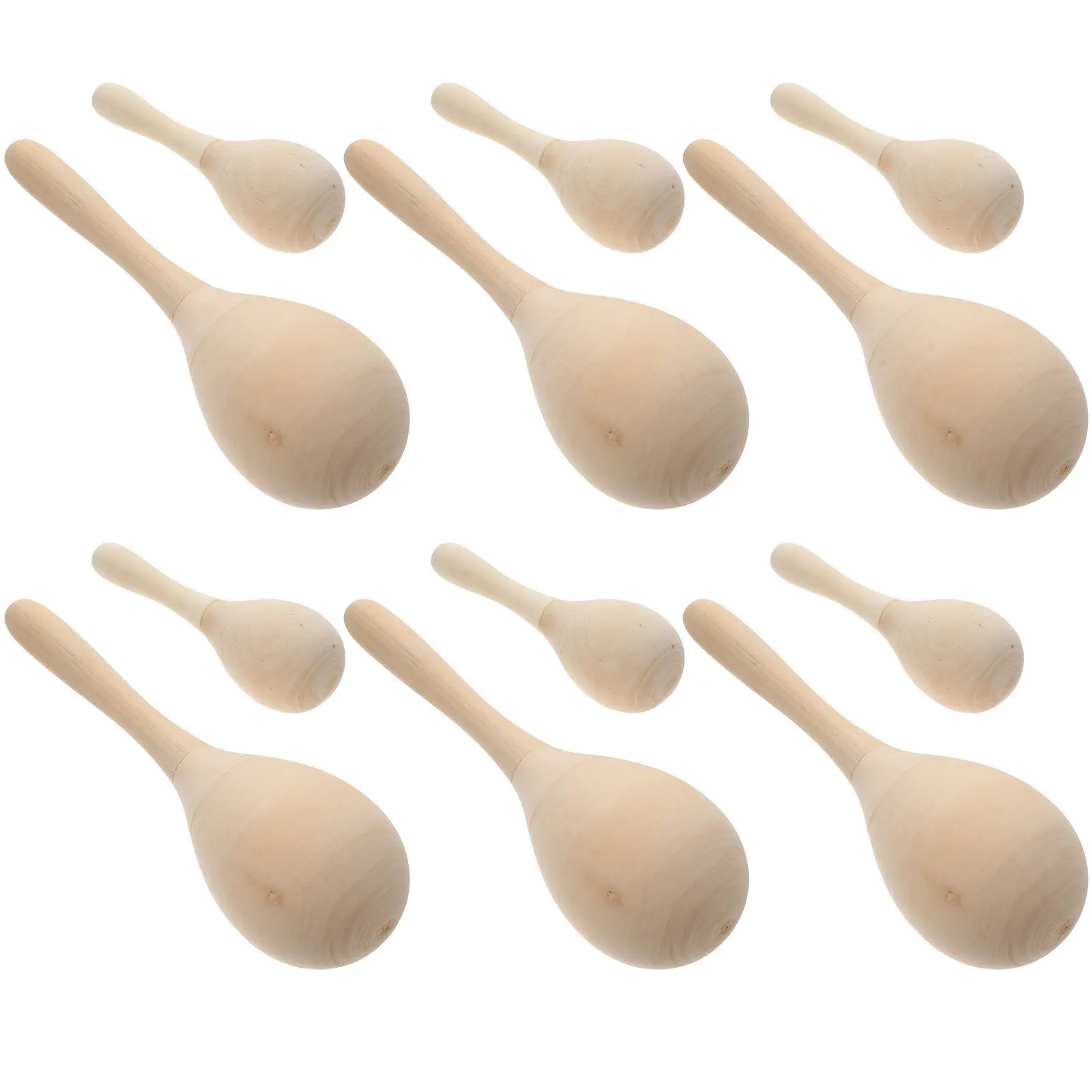 12 قطعة مطرقة الرمل التلوين لعبة Maracas للأطفال الخشب للأطفال الصغار الآلات الموسيقية غير المكتملة الحرف قرع الطلاء