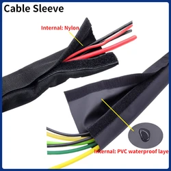 Cable Sleeve Organizer 10mm - 100mm PET With Tape PVC Waterproof Reusable Nylon Harness Sheath Management Wire Wrap Protection