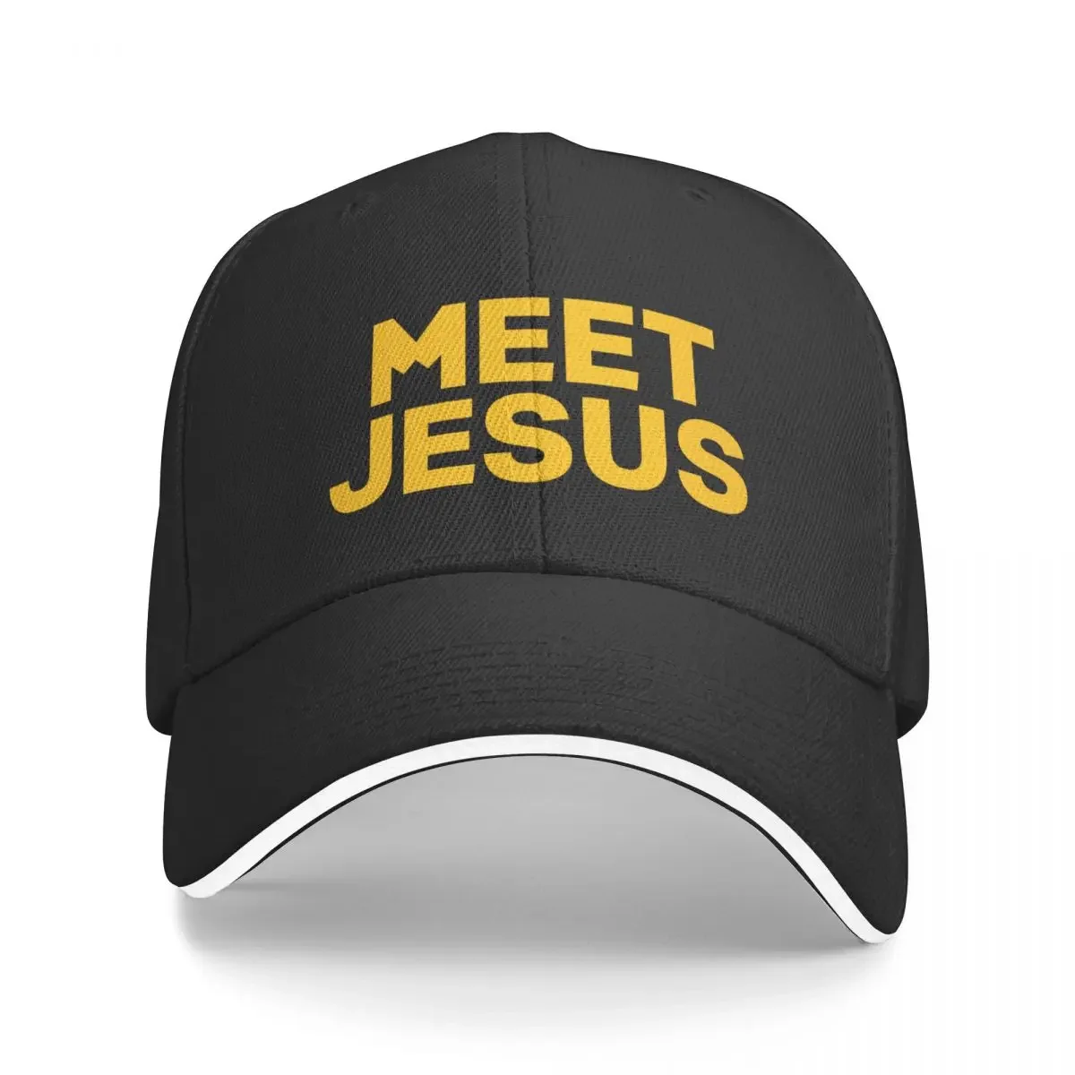 Meet Jesus Yellow Logo Baseball Cap Christmas Hat Bobble Hat Military Cap Man Fashion Beach Mens Women's