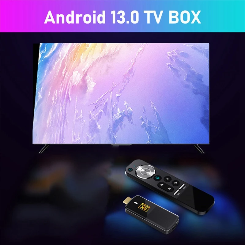 For H96MAX M3 TV Stick 2GB+16GB Android 13.0 Smart TV Box Wifi6 4Kx2k H.265 HEVC RK3528 Set Top Box Media Player