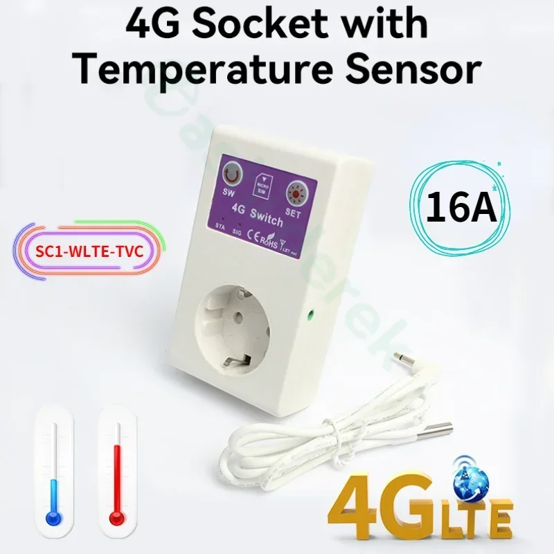 SC1-WLTE-4G/2G Smart APP Phone Remote Control Smart Power Plug Switch EU Socket Power Fail Alarm Temperature Control