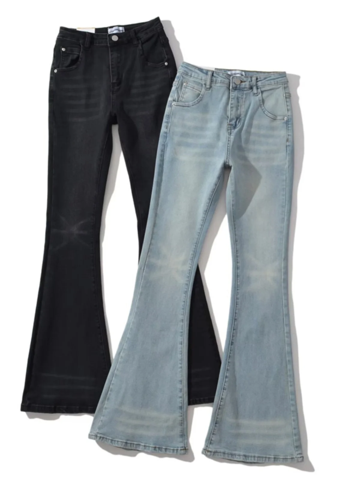 กางเกงยีนส์ทรงกระดิ่งเอวสูงแบบวินเทจ ช่วยกระชับสัดส่วน ยกกระชับสะโพก ให้เอวเล็กลง ขาเรียวยาว ดูผอมเพรียว