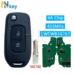 NH KEY 지능형 자동차 키, 르노 카자르 캡처 메간 3, 433MHz 4A, PCF7961M, VAC102 블레이드에 적합, CWTWB1G767, 2 버튼