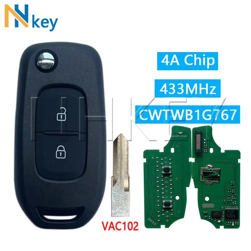 NH KEY CWTWB1G767 suitable for Renault Kadjar Captur Megane 3 intelligent car key 2 buttons 433MHz 4A PCF7961M VAC102 Blaed