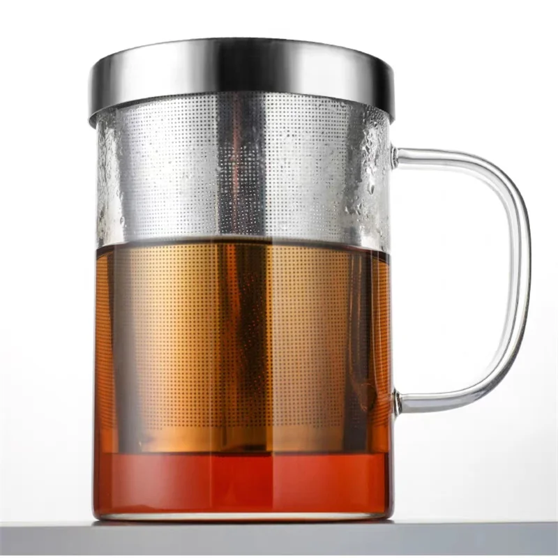 High Borosilicate Glass Coffee Mug Glass Water Bottle Home Insulated Cup with Handgrip Travel Mug Tea Infuser Filter Water Cup