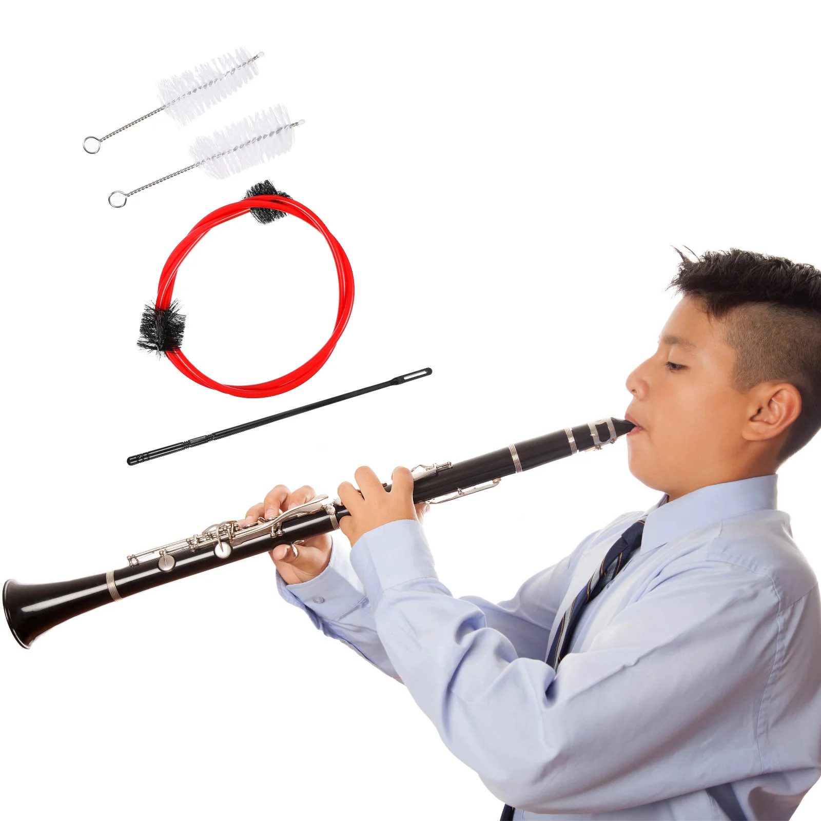 Juego de cepillos de limpieza para trompeta, Kit de boquilla de Cornet, cepillos de serpiente para instrumentos musicales de nailon, respetuosos con el medio ambiente, antiarañazos, 4 Uds.