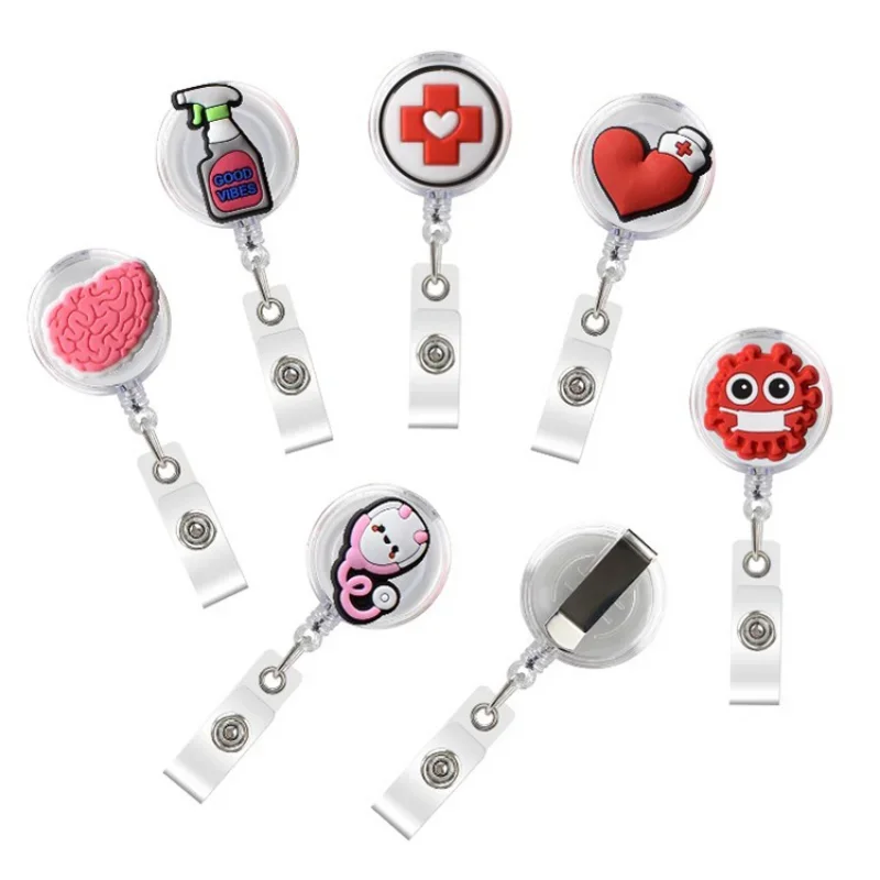 Nurse Doctor ID Tag Clips Retractable Keychain Medical Workers Badge Reel Clips for ID Pass Access Card Anti-Lost Clip Reels