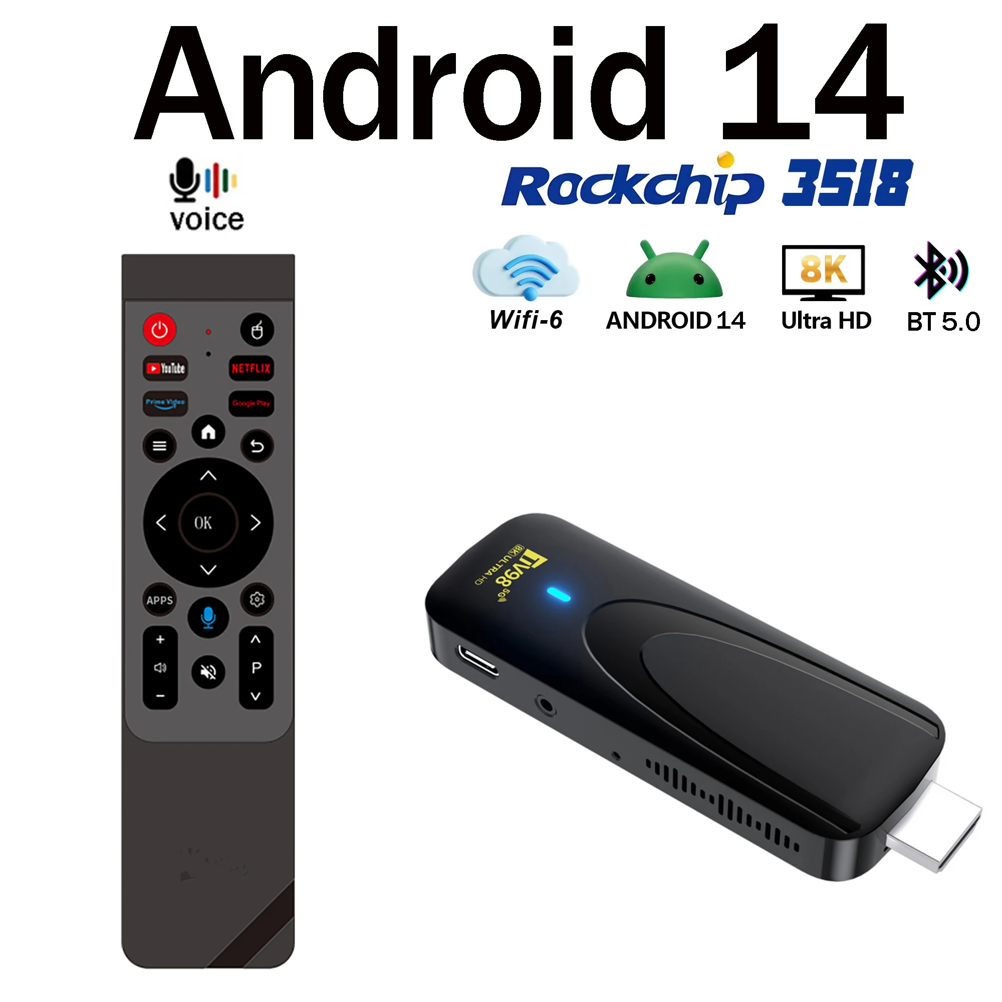 

ТВ-приставка TV98 ATV X7 на базе Rockchip RK3518, четырехъядерный процессор, Smart Android 14.0, Dual WiFi, 4G, 5G, BT5.0, HD 8K, 4K, голосовое управление, потоковая передача IPTV.