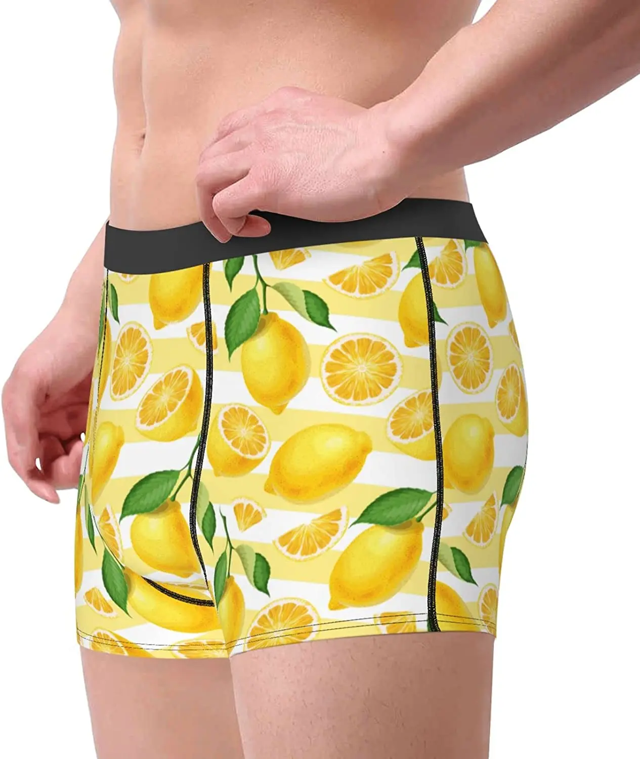 Men's Underwear Boxer Briefs Lemon Leaves Boxer Brief Soft Breathable Stretch Wide Waistband Underwear for Men Boys