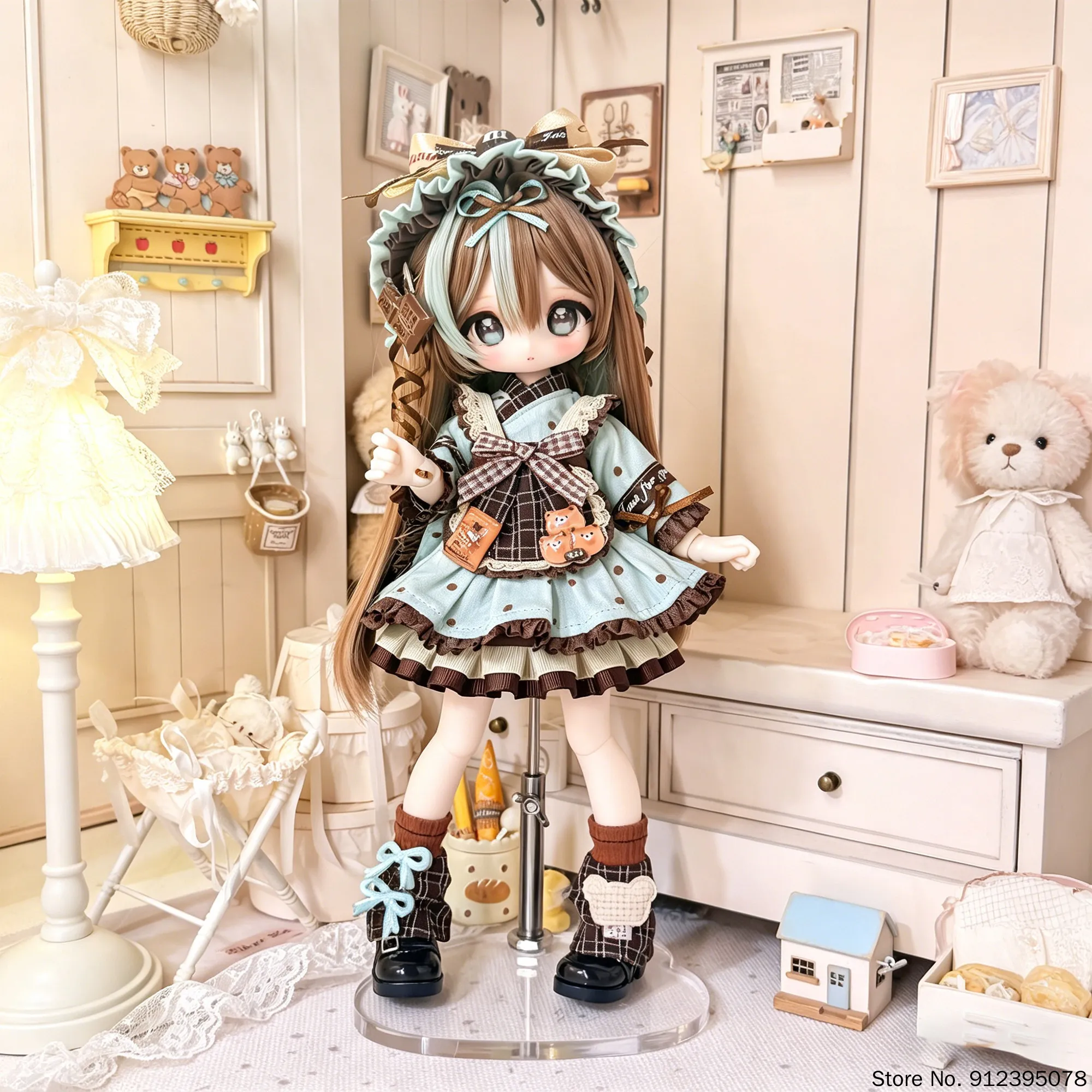 New Sweet Lolita Full Doll Outfit Cute Maid Outfit Little Bear Waiter For 1/6 30cm Bjd Doll Shooting & Daily Costume Replacement