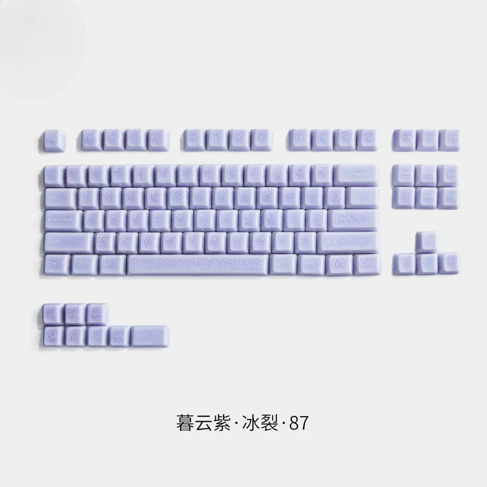 Ceramic Keycaps Set 87/TKL Artisan Point Keycap Ice Crack Cherry Profile Semi Transparent Blue Key Caps Keyboard Accessories