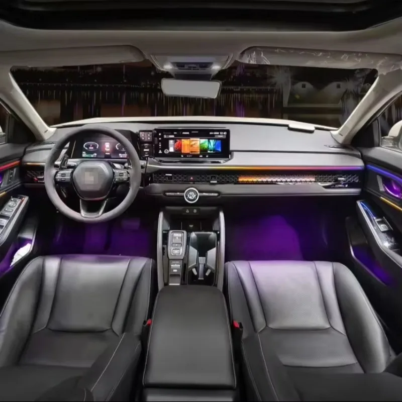 

64-цветная динамическая светодиодная подсветка для Honda Accord 2023-2024, стильный дизайн с подсветкой для автомобилей с оригинальной подсветкой салона.