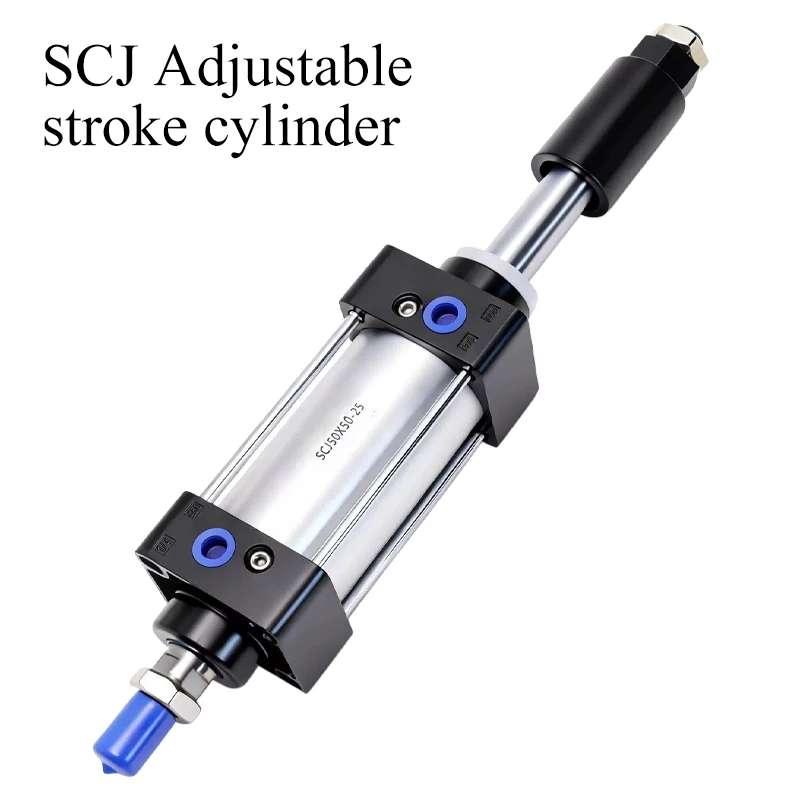 SCJ Adjustable Standard Pneumatic Cylinder Bore 32 40 50 63 80 100 125mm Stroke 25-300mm Air Cylinder Piston Actuator