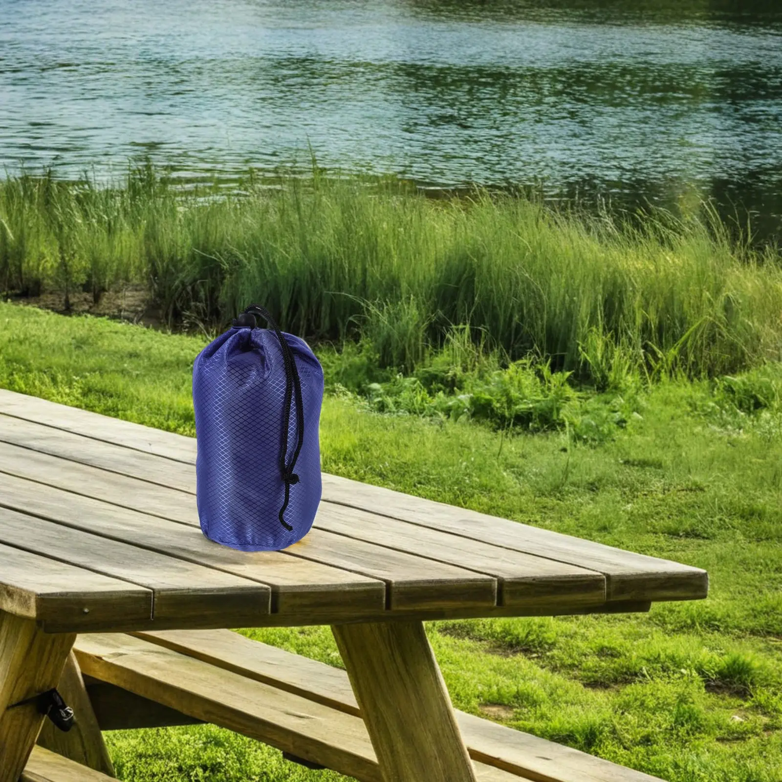 

Drawstring Clothes Storage Bag Reinforced Seams Portable Lightweight Pouch for Down Jacket Luggage Outdoor Home Organization