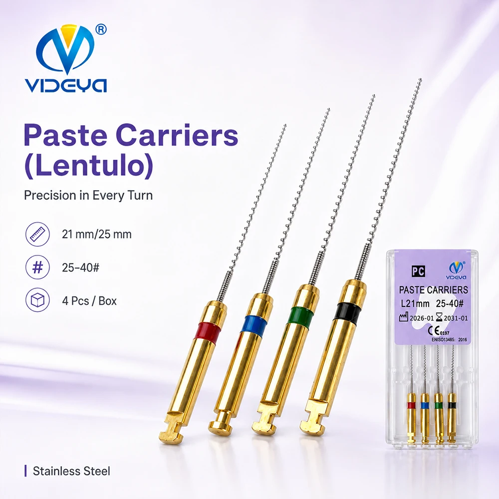 Root Canal Lentulo Spiral Filler 4Pcs Endodontic Paste Carrier 21mm 25mm #25 #30 #35 #40 Dental Sealer Placement Assorted Sizes