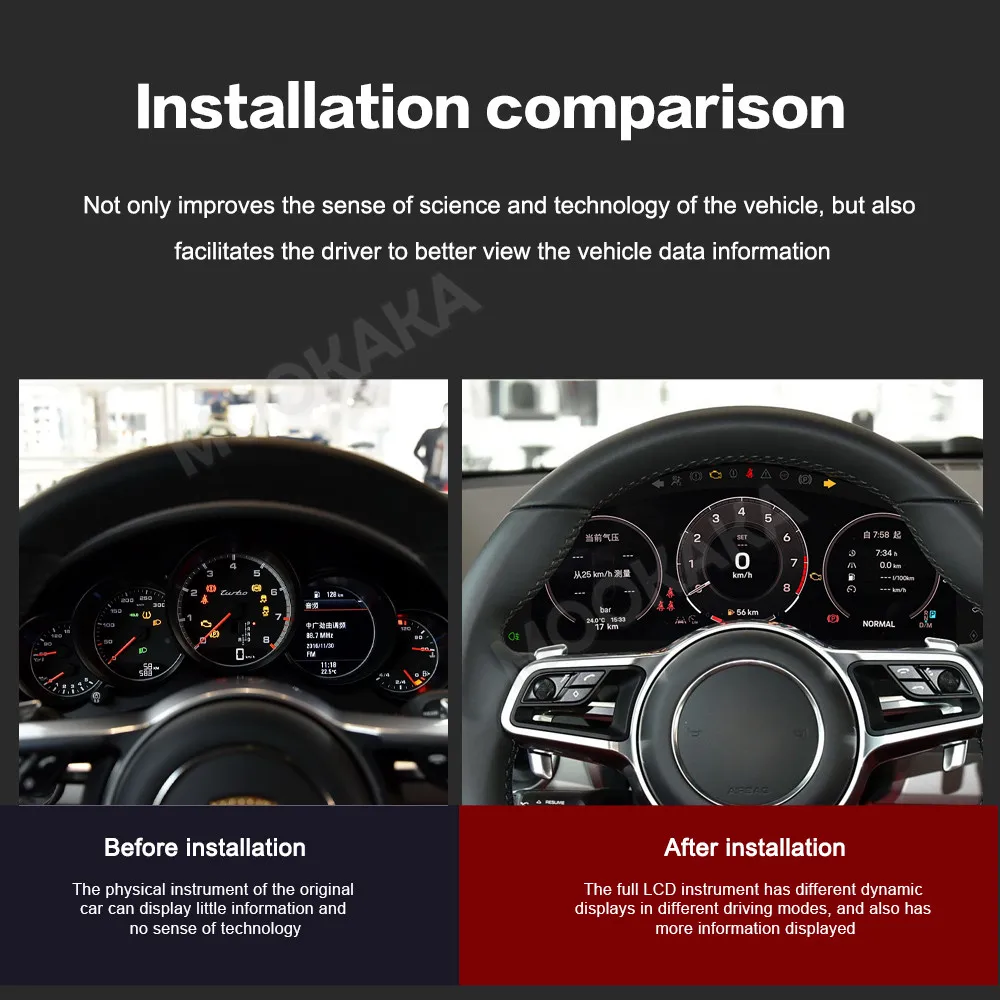 Digital Instrument Cluster Speedometer For Porsche Cayenne 2011~2017 Upgrade 2024 Speedometer Dashboard,12.3’ HD iOS CarPlay