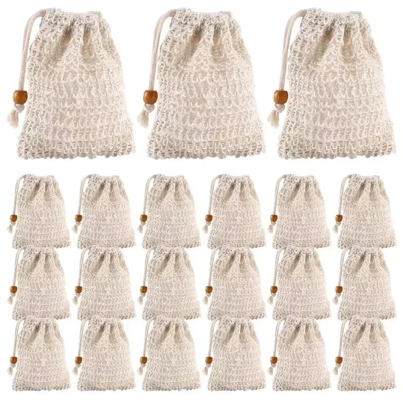 6-30Pcs Shower Bath Sisal Soap Bag Natural Sisal Soap Bag Exfoliating Soap Saver Pouch Holder for Bath & Shower Use