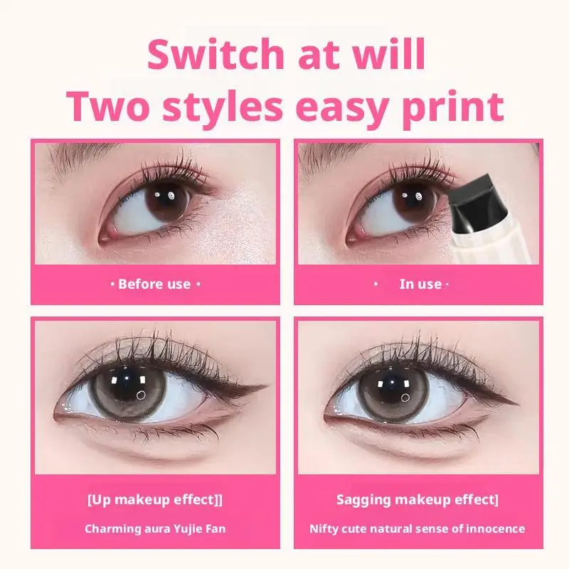 المزدوج رئيس للتدوير كحل ختم القلم مخطط دقيق ختم دائم مقاوم للماء التجفيف السريع السائل العين اينر القلم ماكياج أداة #5