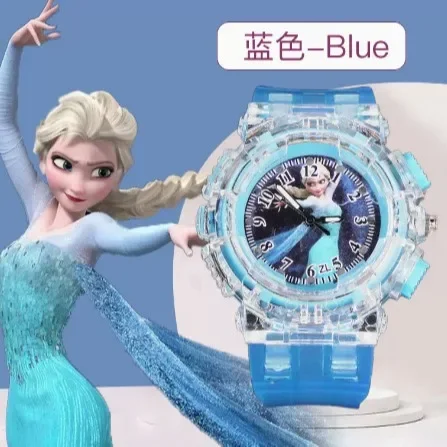 Disney Frozen Cartoon Children Watches Toy Flash Waterproof Sports Watch for Kids Girls Boy Quartz Wristwatch Child Clock Gifts