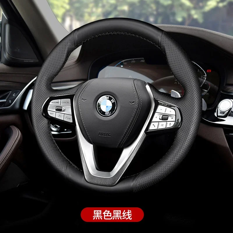 For BMW 5 3 serial 525li 530li 320 325 330 X3 X4 X5 X2 Hand Sewn Needle Thread Car Steering Wheel Cover Car Accessories Leather