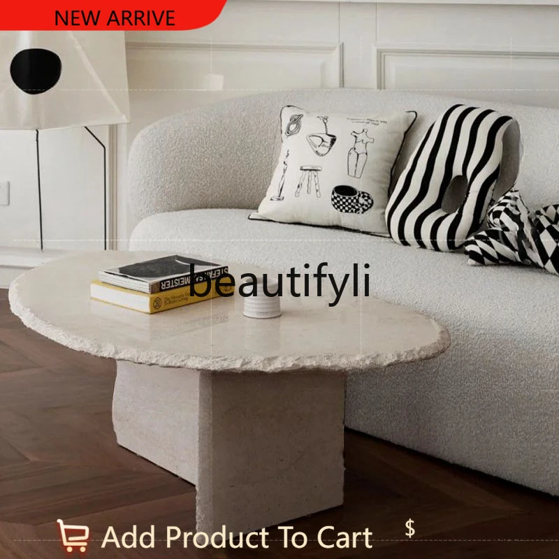 

Minimalist wabi sandy wind yellow cave stone coffee table broken stone coffee table G1218