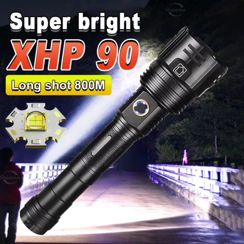 

High Power LED Flashlight Waterproof Rechargeable Torch Zoom Flash Light 800M Outdoor Multi-function Lantern Camping Light