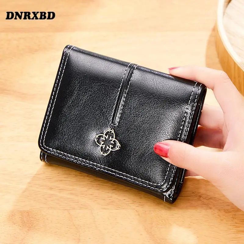 

Wallets Women New Three fold Luxury Wallet Wax oil skin Coin Bag Hasp Zipper Wallet Small Woman Wallets Clutch bag cartera mujer