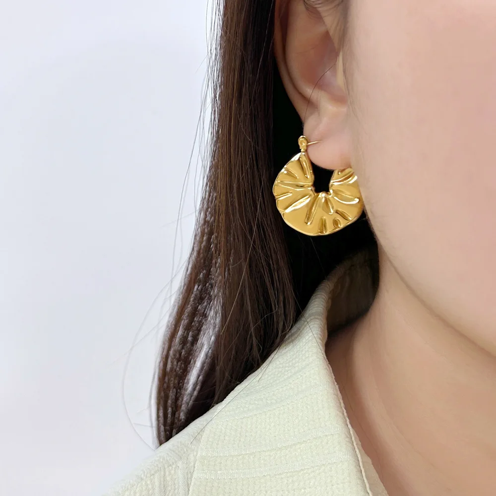 DIY accessories 18K gold titanium steel jewelry earrings niche design simple and versatile earrings women's ins style factory wh