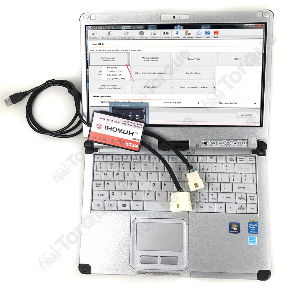 

CF C2 laptop For Dr.ZX Diagnostic USB 4Pin 6Pin Cable Cont Connectors for Hitachi Diagnostic Scanner Excavator Diagnostic Tool