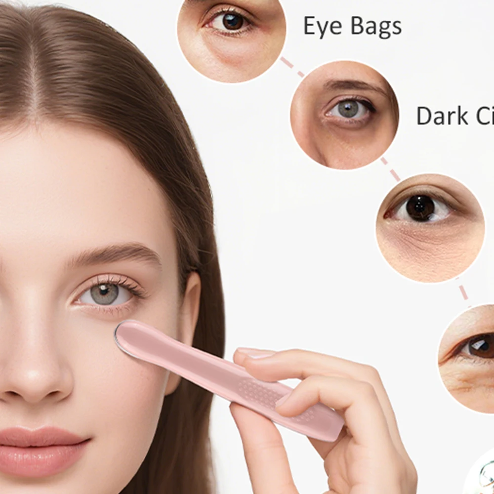 Dispositivo de belleza para ojos, masajeador de ojos con vibración de calor, terapia de luz roja, varita de Estiramiento facial, pluma de masaje, anticírculo oscuro, elimina las bolsas para los ojos