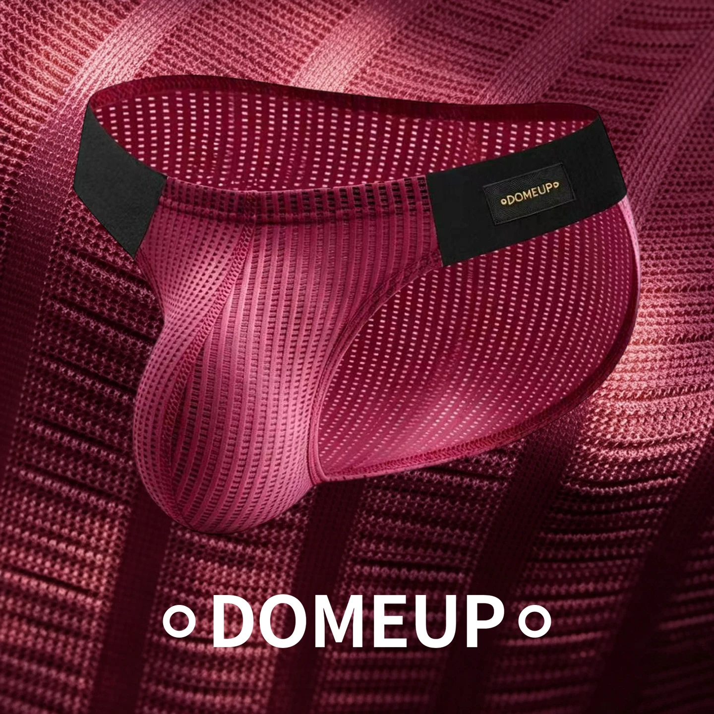 DOMEUP Men Vertical Stripe Mesh Bikini Briefs 3D Pouch Underwear Low Waist Elastic Waistband Breathable Male Panties DP911