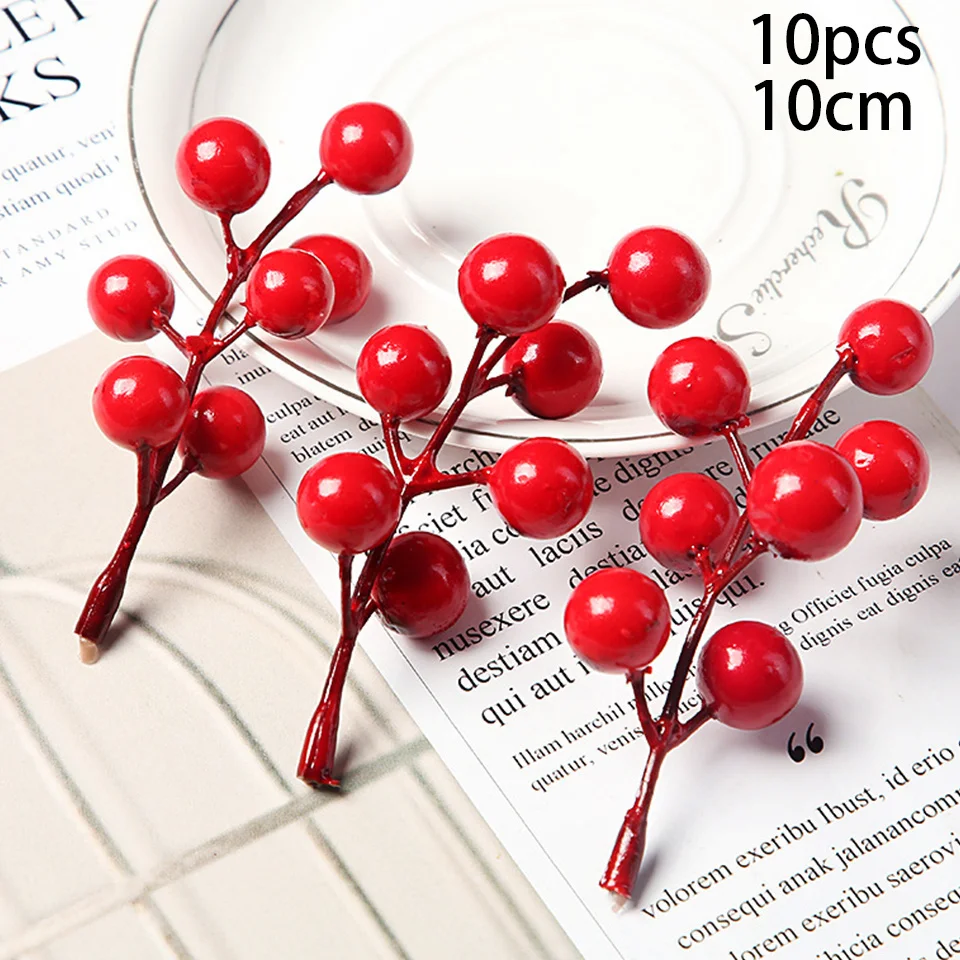 1Pack Fake Christmas Tree Pine Branches Xmas Berries For Christmas Tree DIY Wreath Decorations Noel Table Ornaments Kids Gifts