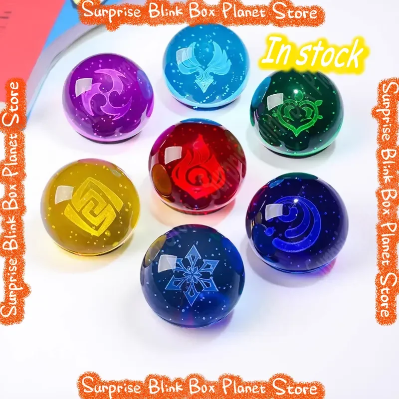 Genshin Impact Elemental Vision Glass Crystal Ball Night Light Desktop Ornament Anime Derivatives Birthday Gifts For Anime Lover view 2