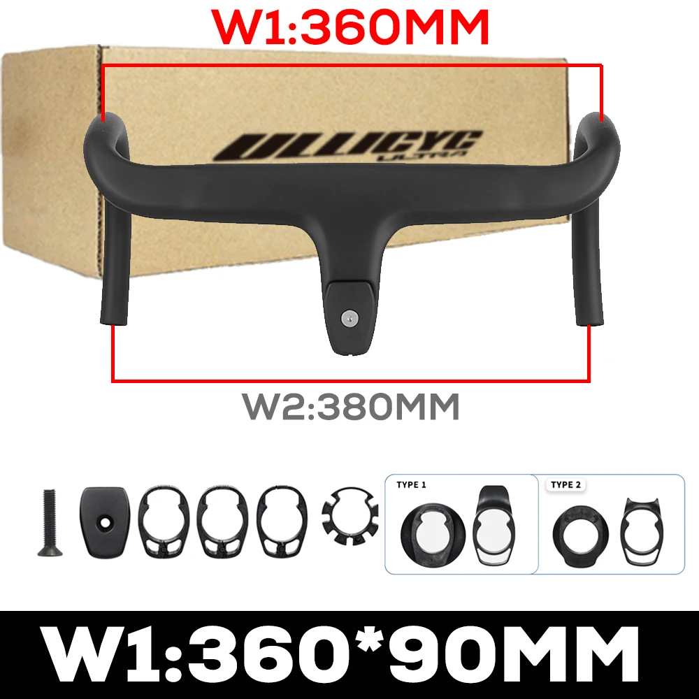 Rennrad-Lenker ohne Logo, Vollcarbon, interne Kabelführung, integriertes Fahrrad-Cockpit mit Abstandshaltern, Clip-Durchmesser 28,6 mm, -10 °