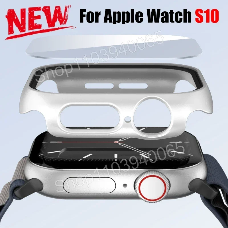 Capa de vidro temperado e pc para apple watch série 10 42mm 46mm capa protetora de tela dura para iwatch s10 acessórios de escudo