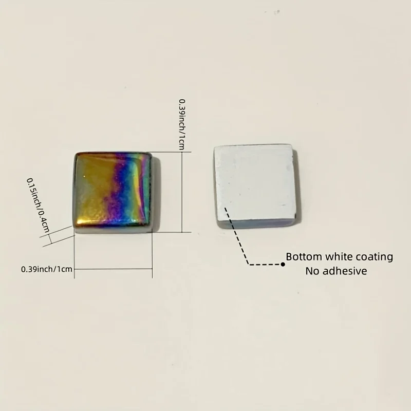 100/300pcs 1cm/0.39in Square Crystal Glass Iridescence Mosaic Stones, DIY Handmade Creative Decoration Accessories