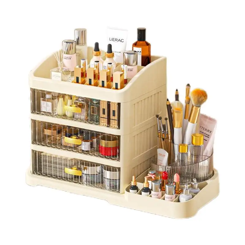 

Large Capaci Transparent eup Storage Box Der Sle Dormi Dustproof Multi-layer elf Desktop Organizer Cosmetic Case