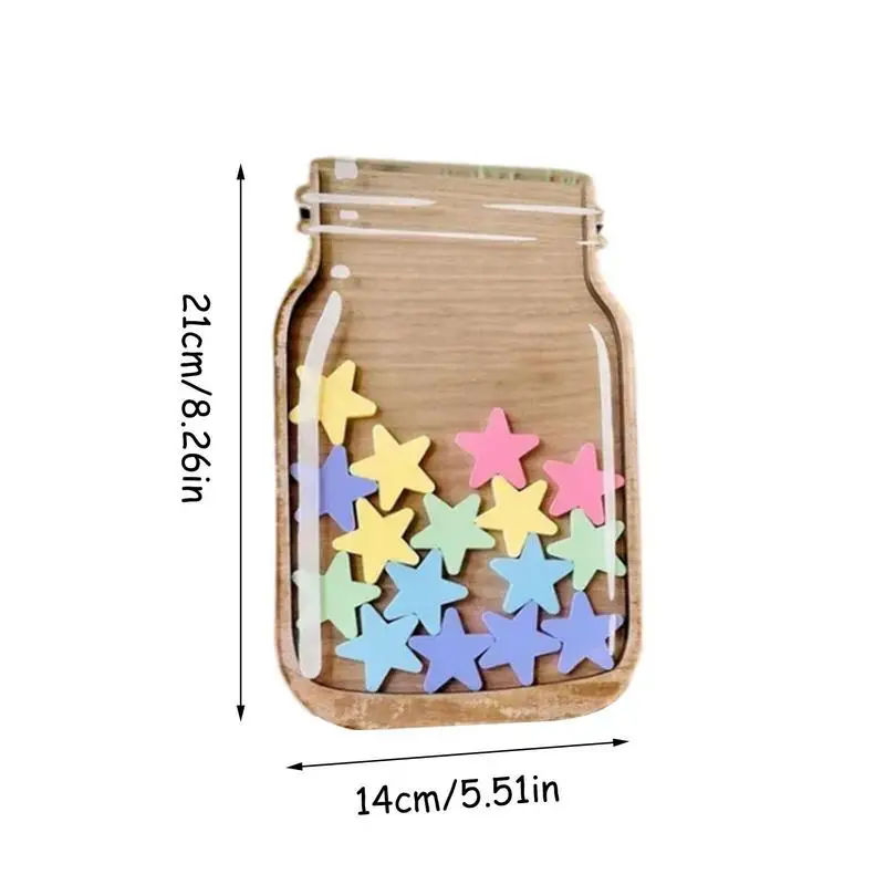 Reward Jars for Kids 25 Stars Wooden Classroom Teaching Aids for Kids Portable Behavior Chart for Teachers Students