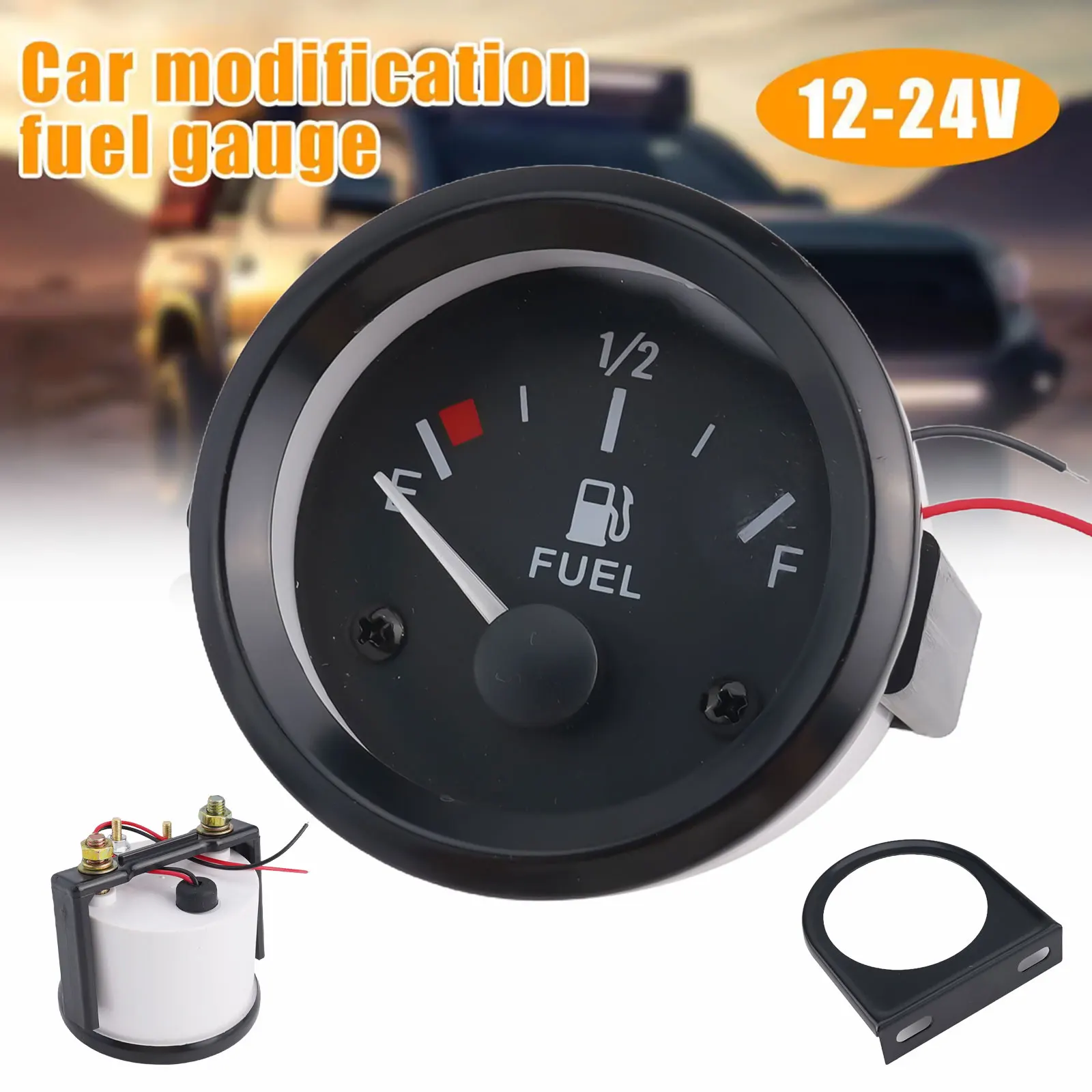 Car Fuel Gauge With Bracket Bolt Pack Instruction Fuel Sensor 12V 2'' 52mm Car Fuel Level Gauge Meter For 4/6/8 Cylinder Car