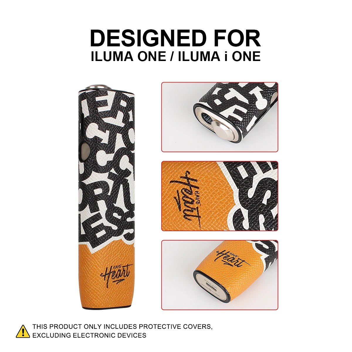 PU leather protective case for ILUMA ONE, fashionable, with letter patterns, the protective accessory for electronic cigarettes.