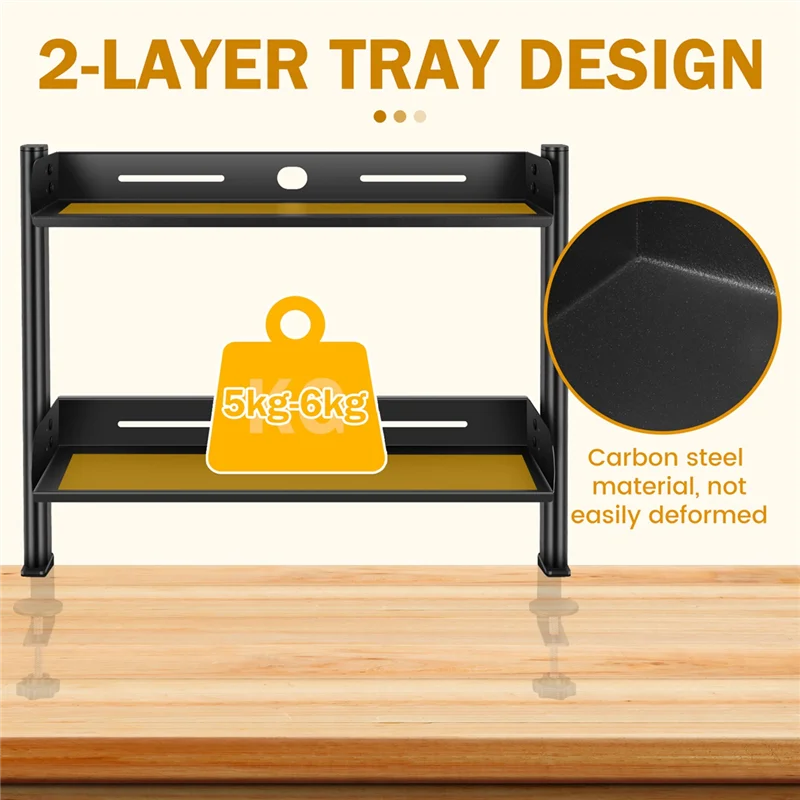 Computer Desktop Clamp No Drill Desk Organizer Rack Space Saving Adjustable Metal