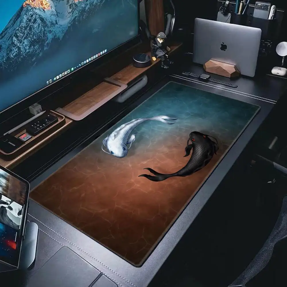 لوحة ماوس كبيرة من Tai Chi Fish Gamer XXL لوحة ماوس ألعاب مطاطية مقاومة للماء للكمبيوتر المحمول الكبير بساط مكتبي للعبة حصيرة ماوس محايدة #3