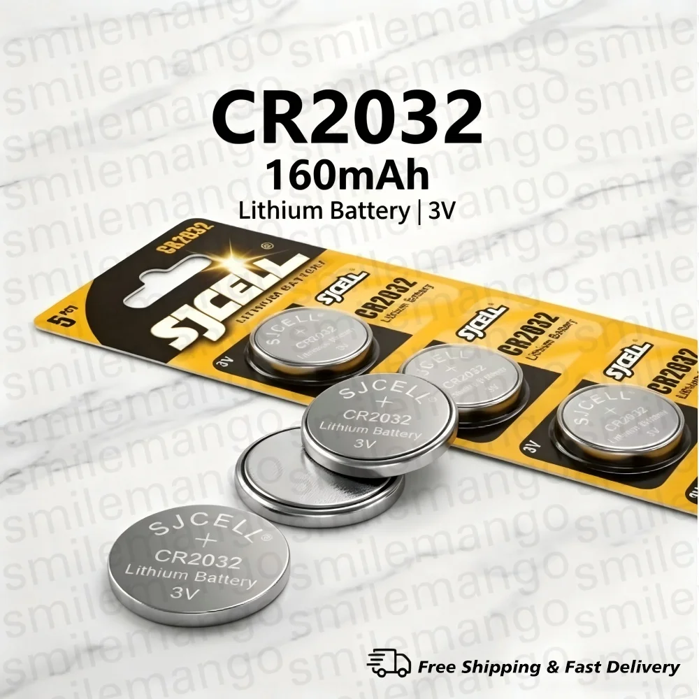CR2032 3V Lithium Battery 160mAh High Capacity Button Coin Cell for Watch Car Key Remote Calculator Toy