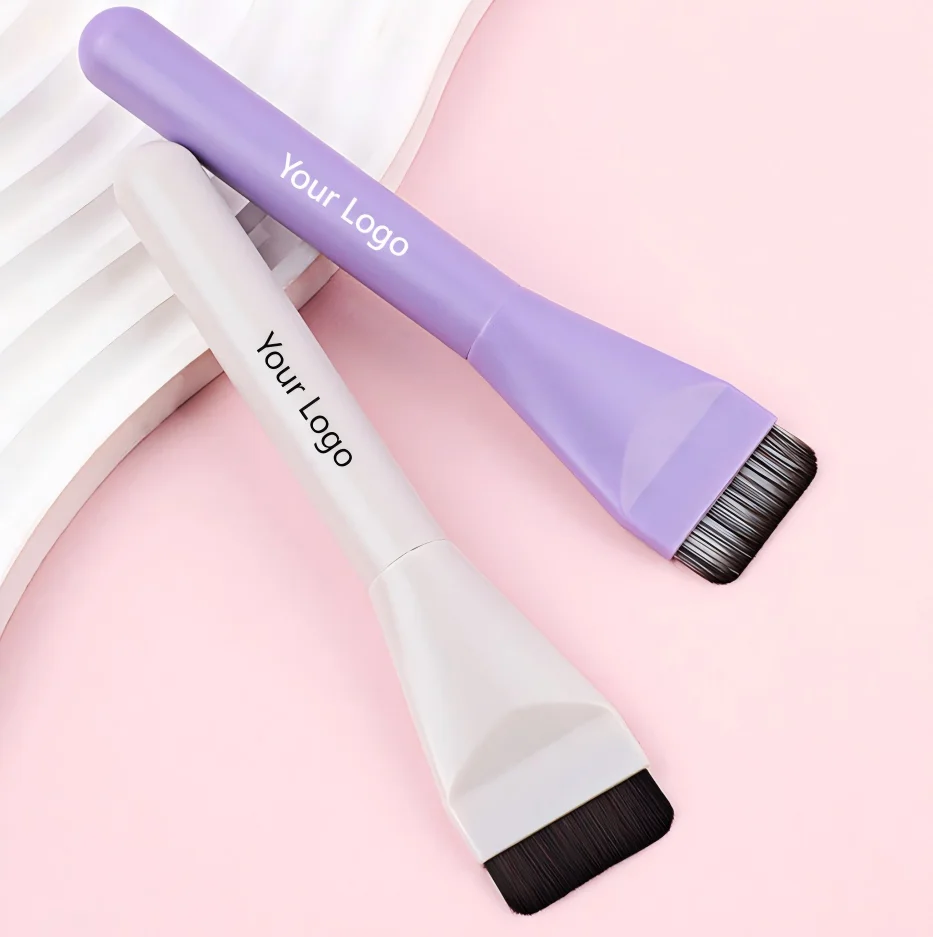 Brocha para base líquida con logotipo personalizado, brochas de maquillaje superiores planas más finas, brocha para máscara individual, productos de belleza Kabuki, venta al por mayor, 10 unids/lote