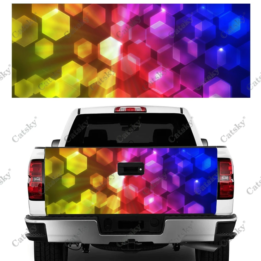 Abstract Digital Light Car Tail Trunk Protect Vinly Wrap Sticker Decal Auto Hood Decoration Engine Cover for SUV Off-road Pickup