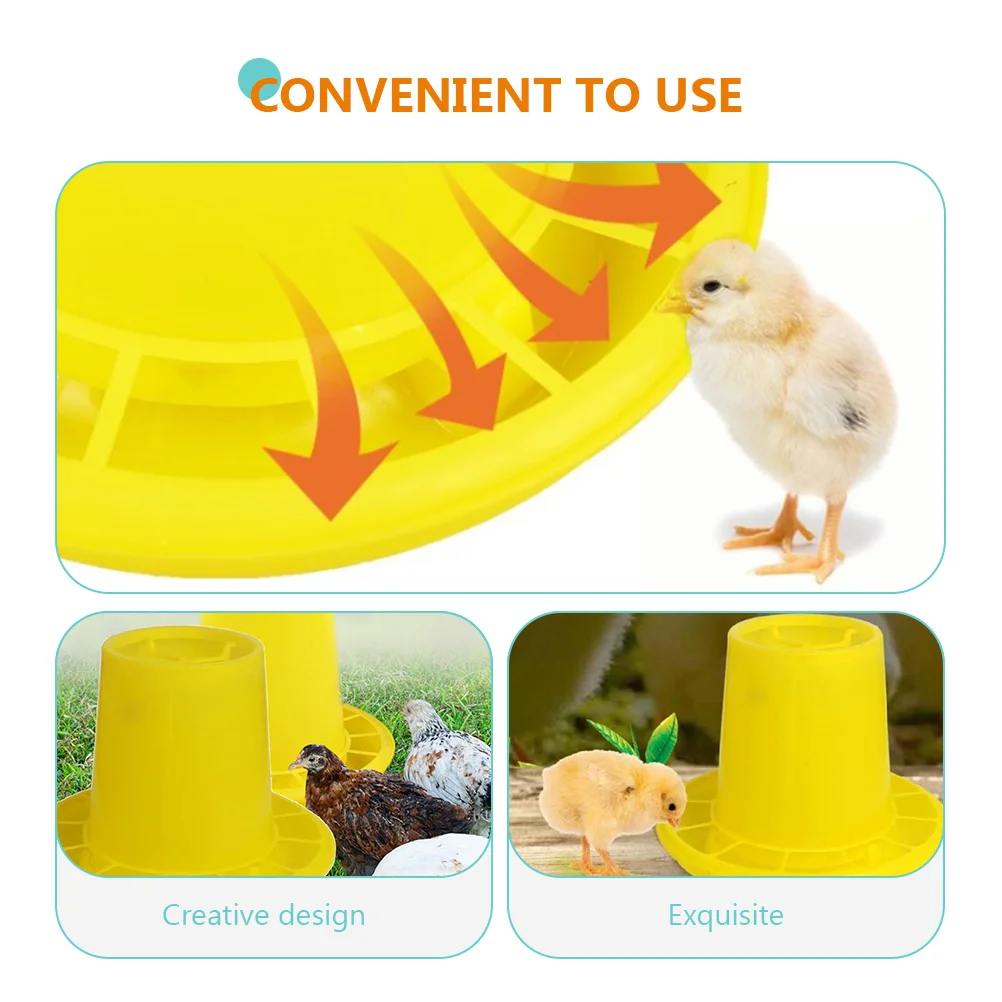 

2 pcs Chicken Feeder Poultry Feeding Troughs Hanging Duck Feeding Dish Durable Sun Resistant Yellow Food Bowl for Hen Coop