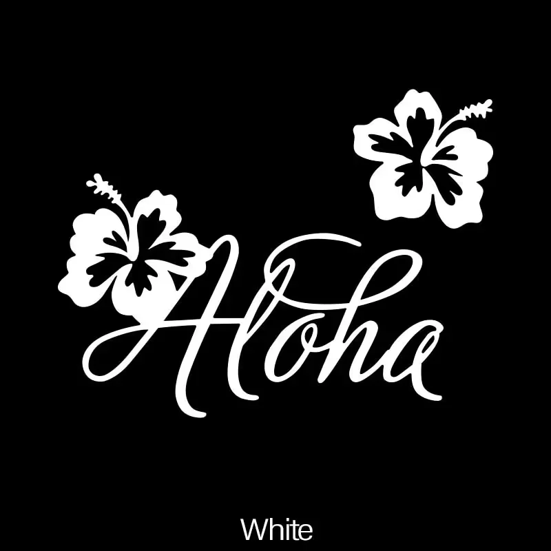 Professional Aloha Hawaiian Hibiscus Flower Die-Cut Vinyl Sticker - Black and White Tropical Design, 2-Mil Thickness Matte Finis